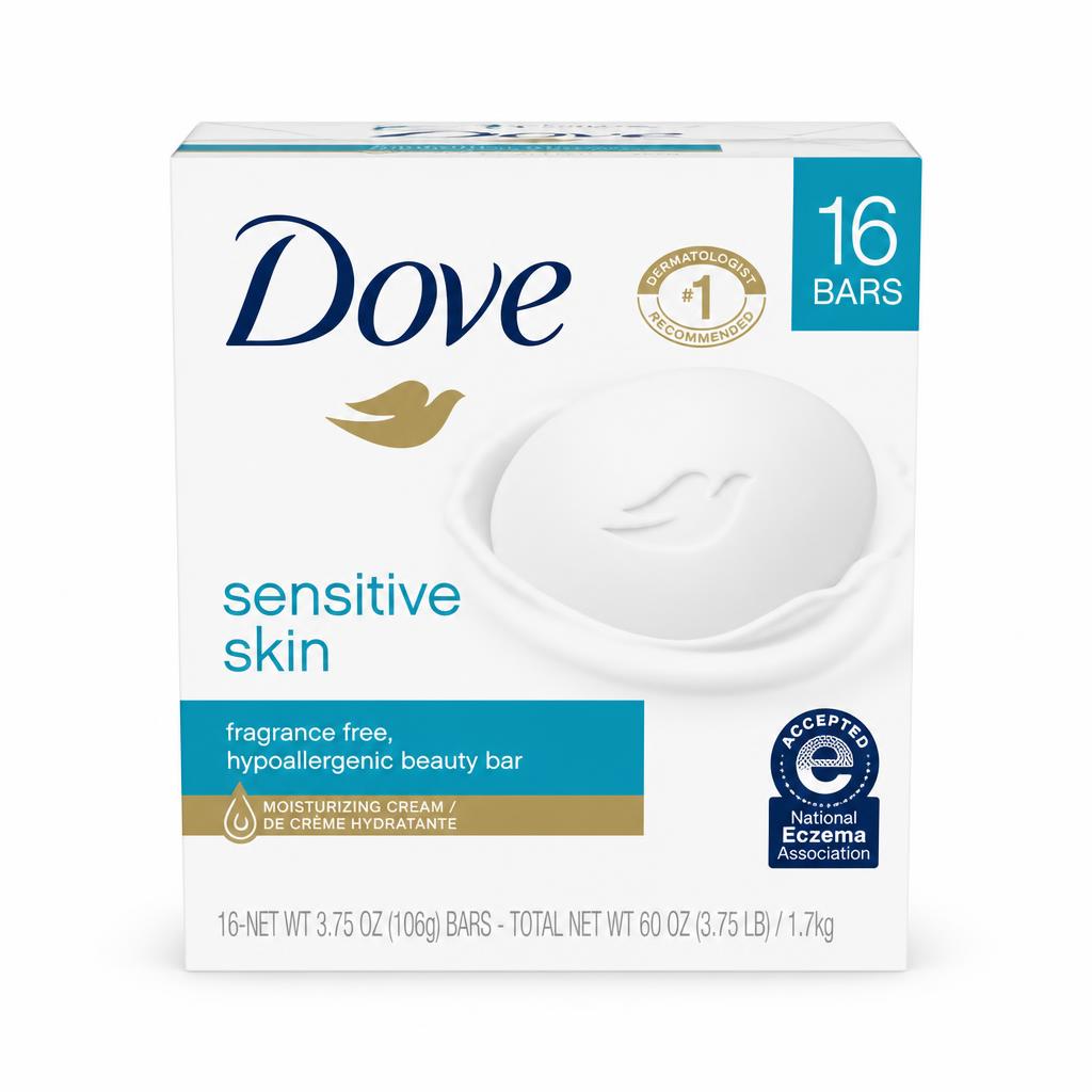 Dove Sensitive Skin Beauty Bar, 16 ct